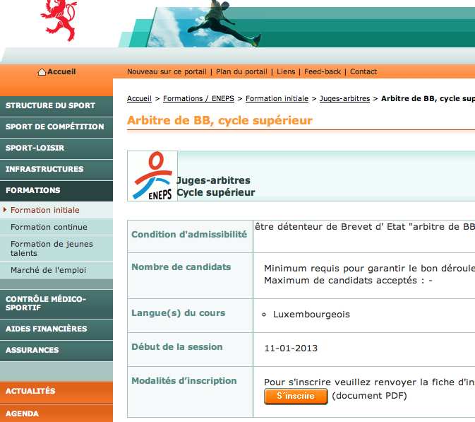 Cours de formation pour arbitres - cycle supérieur - 13BBAS1