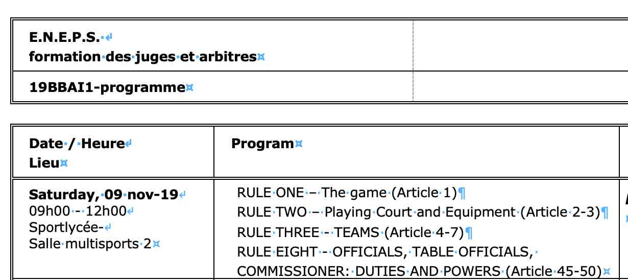 Formation Arbitres "cycle inférieur" 19BBAI1