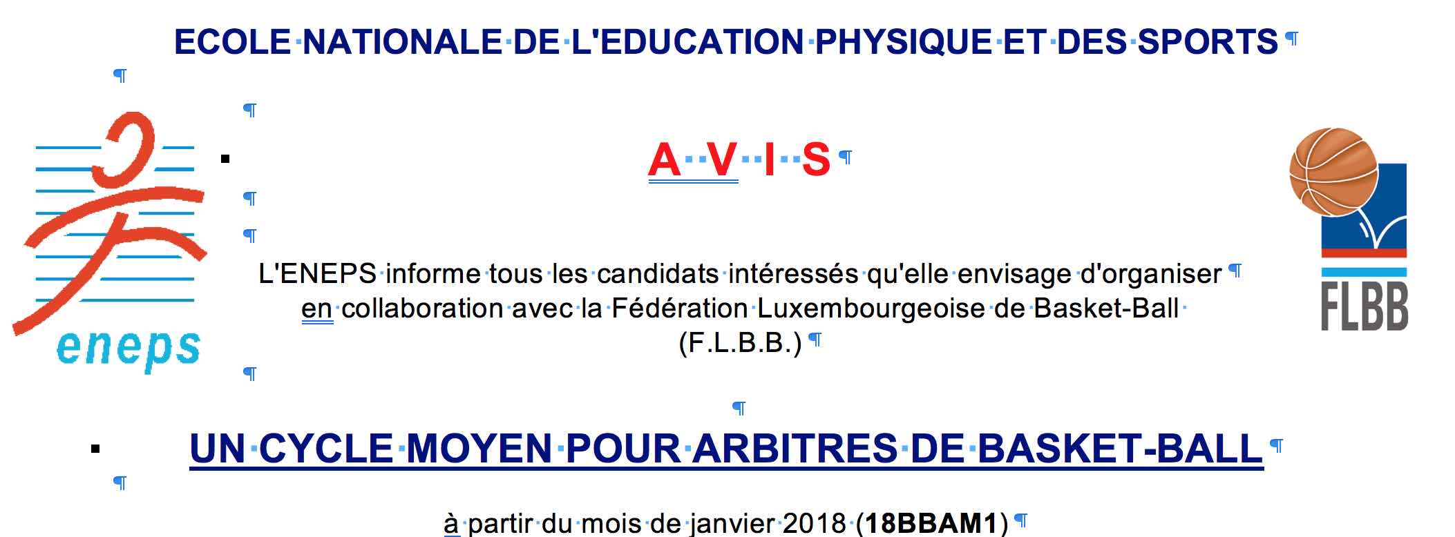 AVIS Formation Arbitres "CYCLE MOYEN"