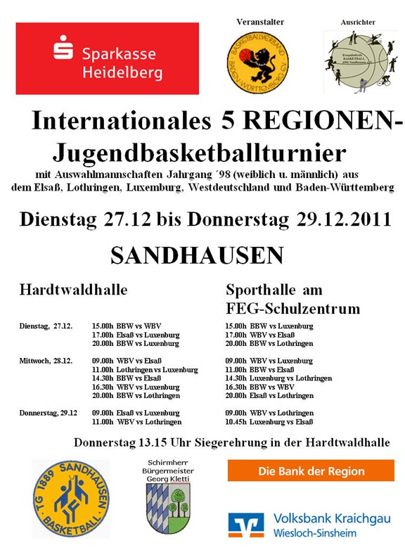INTERNATIONALE 5-REGIONEN-JUGENDBASKETBALL-TURNIER 