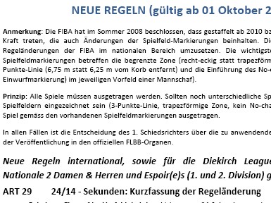 Neue Regeln (gültig ab 1. Oktober 2010)