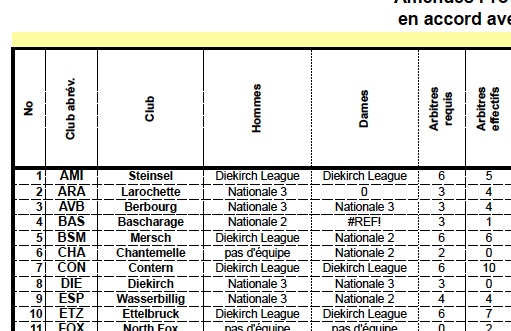 RESUME - Situation provisoire  du Corps Arbitral pour la saison 2012/2013