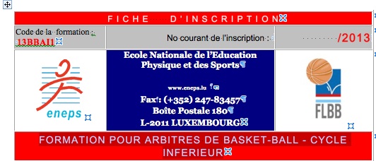 FORMATION POUR ARBITRES DE BASKET-BALL - CYCLE INFERIEUR