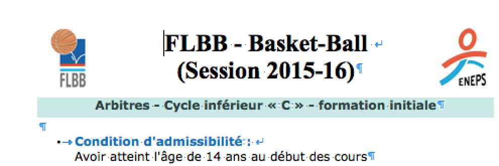 Arbitres - Cycle inférieur « C » - formation initiale - 1
