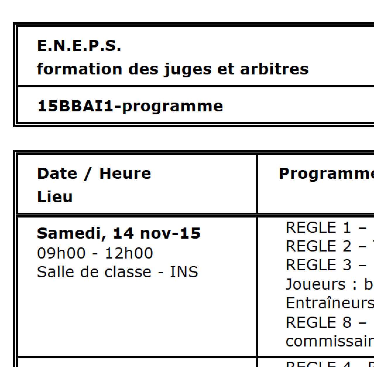 Arbitres - Cycle inférieur « C » - formation initiale - 3