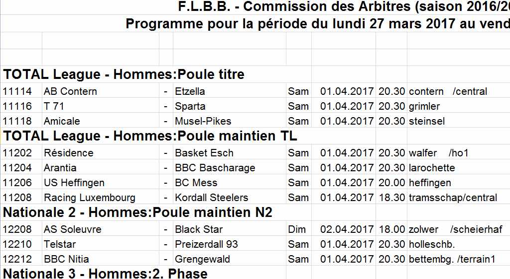 Convocation  16/17 - N° 27